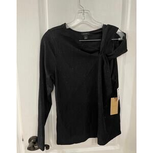 Halogen one sleeve black sparkle top NWT Sz 1X women's blouse